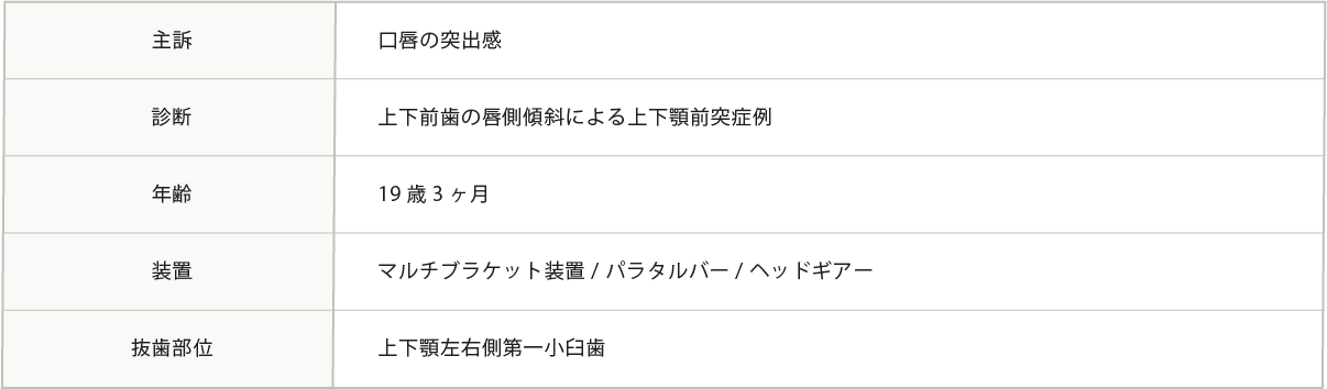 主訴～抜粋部位までの表